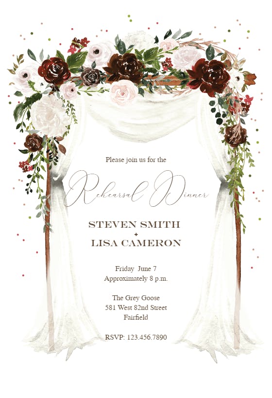 Floral canopy - rehearsal dinner party invitation